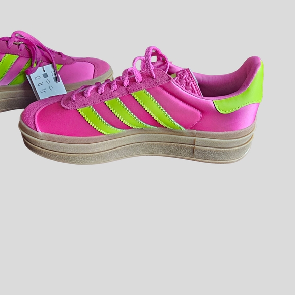Adidas Women's Pink and Green Sneakers - Picture 7 of 13